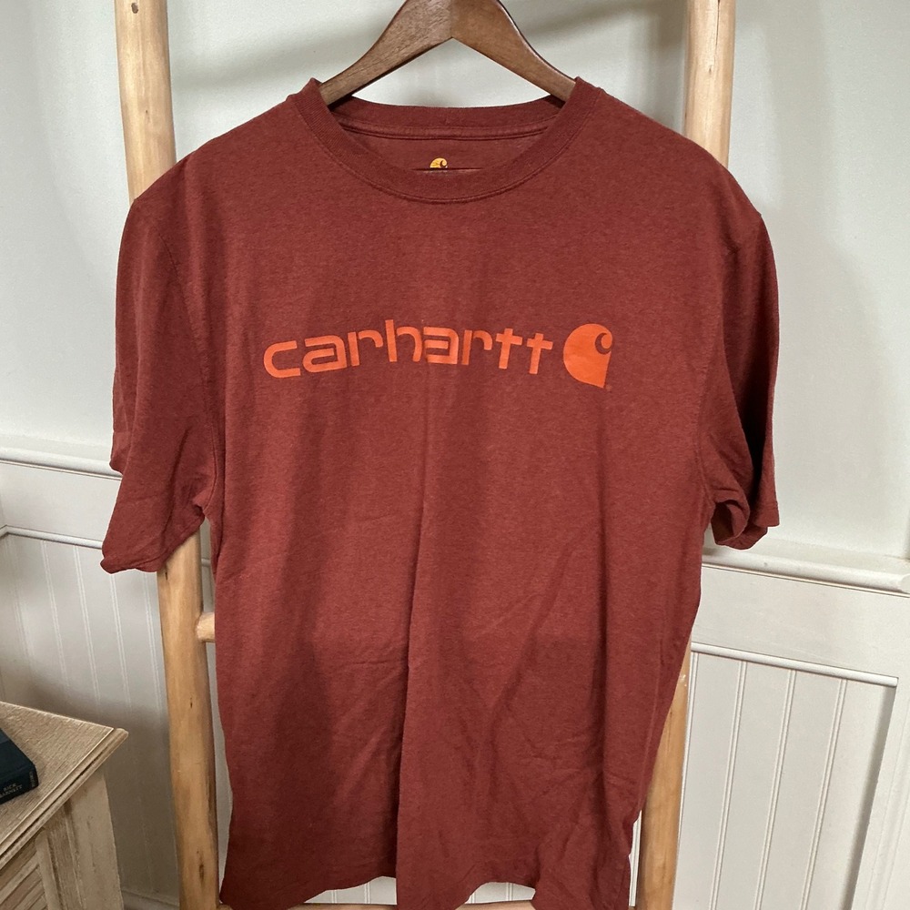 Carhartt Mens Large Regular T-Shirt Heather Rust Red Logo Graphic K195 R01 L